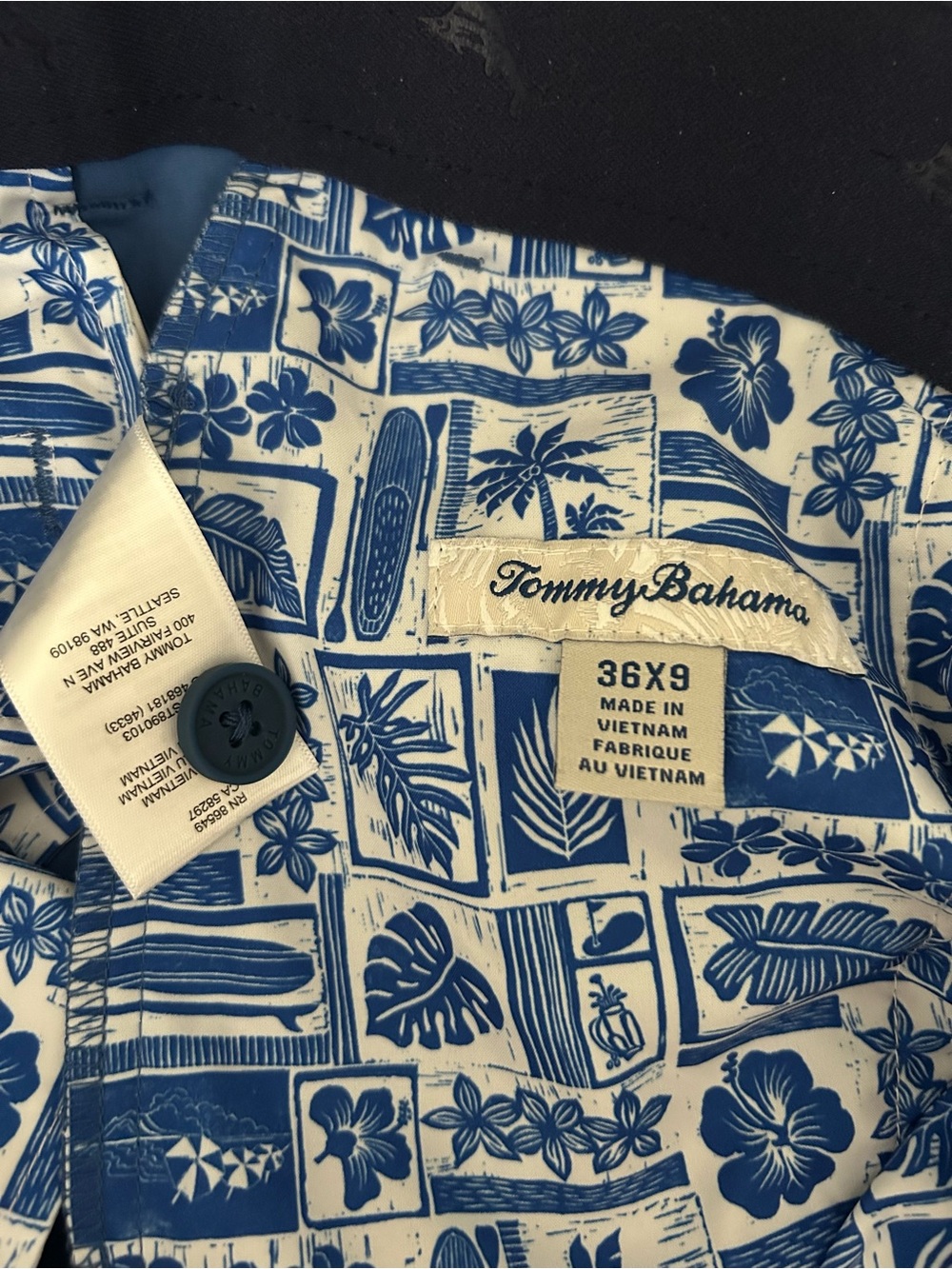 Tommy Bahama Slate Blue Flat-Front Performance Shorts - Picture 3 of 3